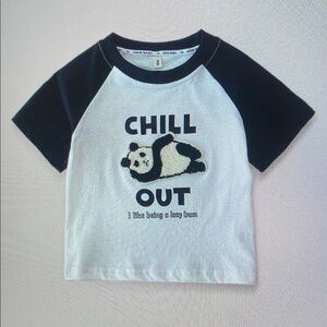Kids Black and White Panda T-Shirt